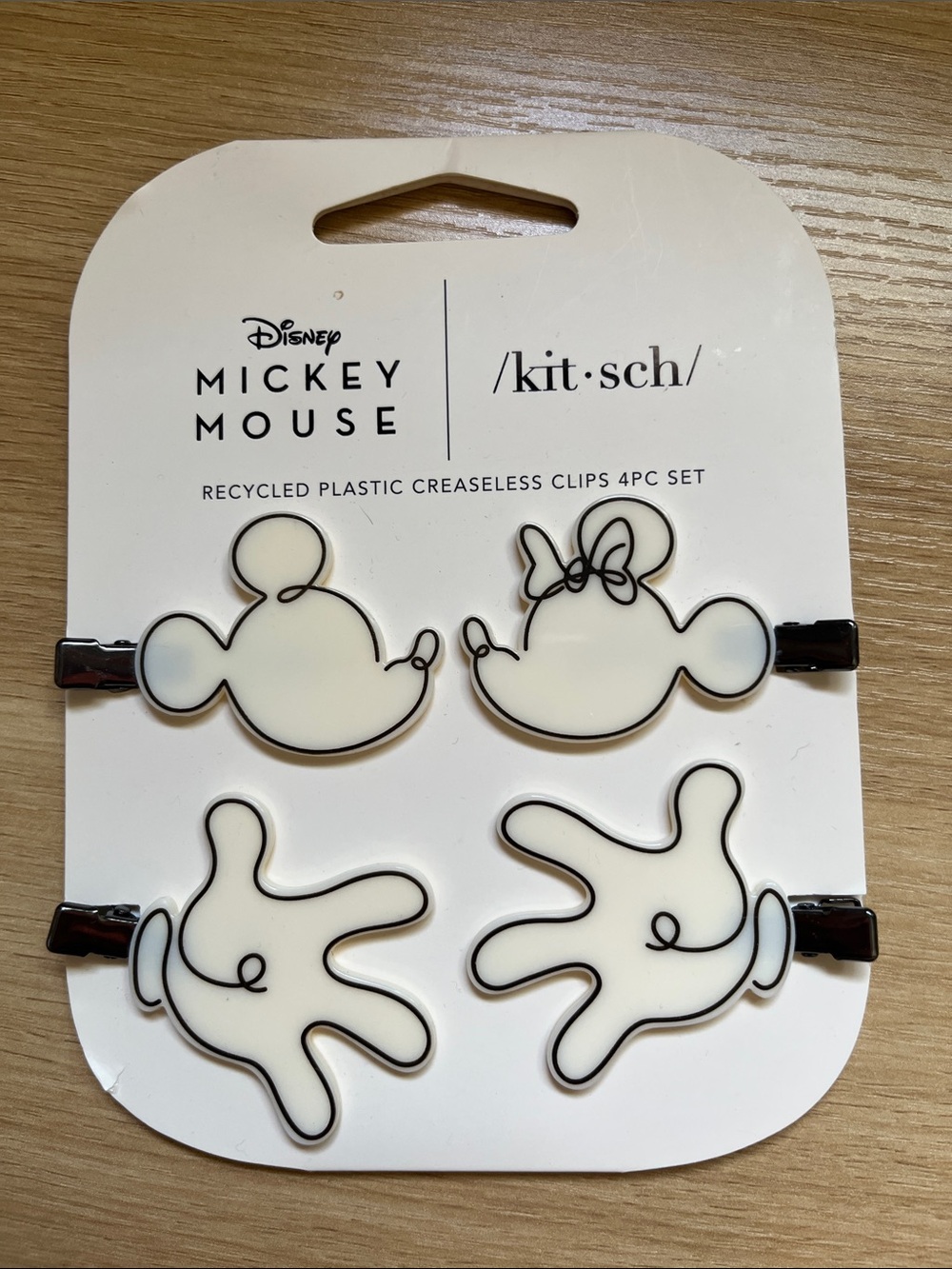 Kitsch Disney Mickey Mouse White Creaseless Hair Clips 4-Pack